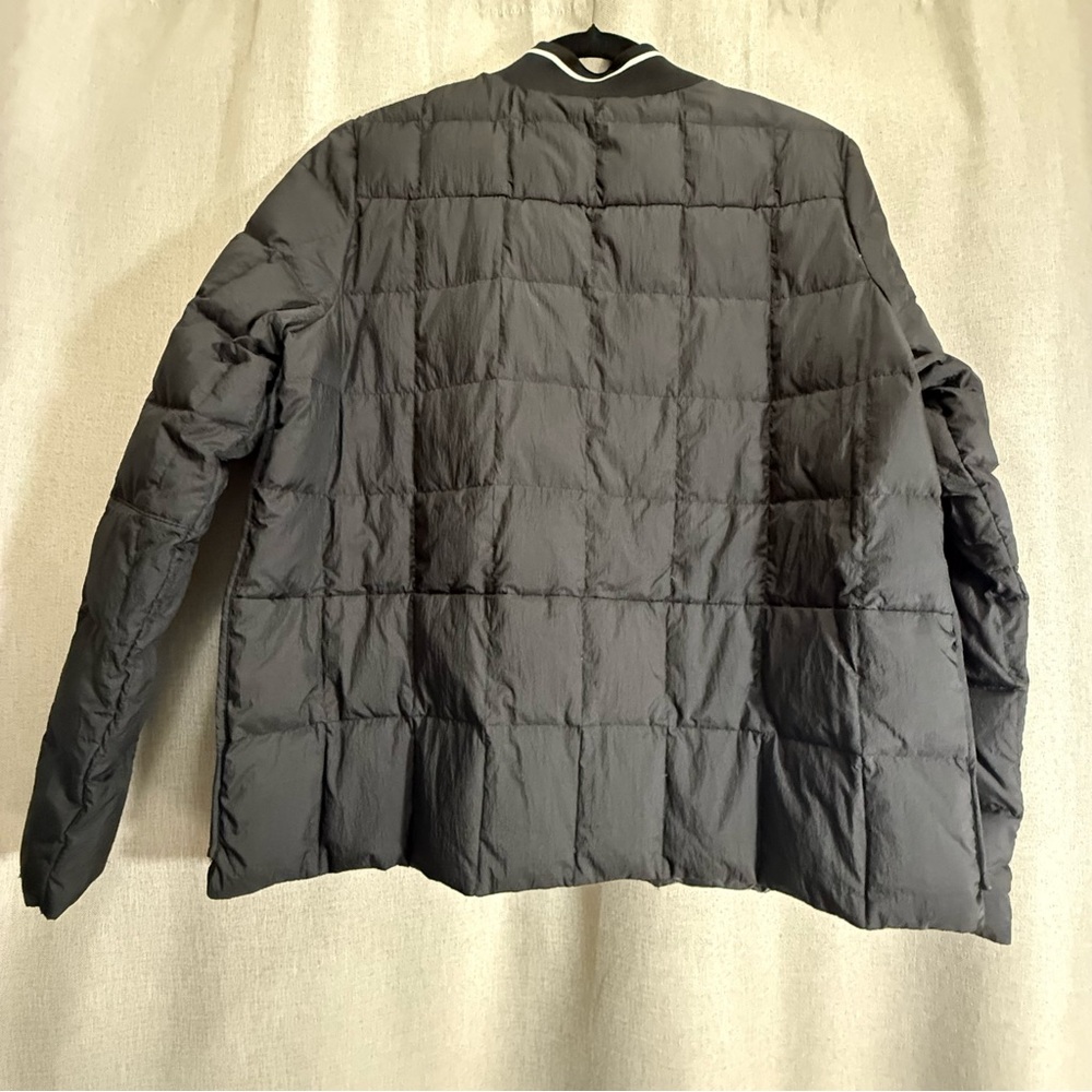Trina Turk Lightweight Quilted Down Jacket Black Snap Front Minimalist Coat L - Picture 7 of 13